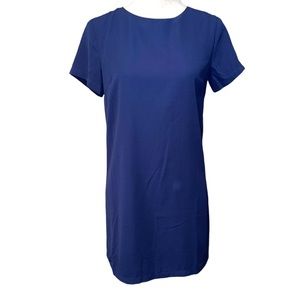 NWT Lulus Shift Dress Navy Blue Exposed Zipper Back Short Sleeve Scoop Neck